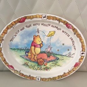 Vintage Winnie the Pooh Piglet Picnic Melamine Oval Plate Disney Selandia
